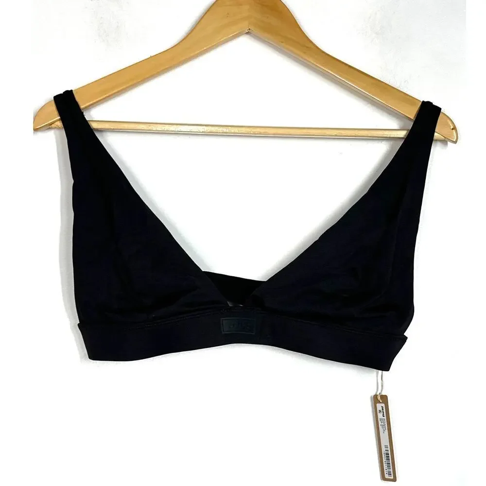 SKIMS Signature Swim Plunge Bikini Top Beach Swimwear Onyx Black NWT XL